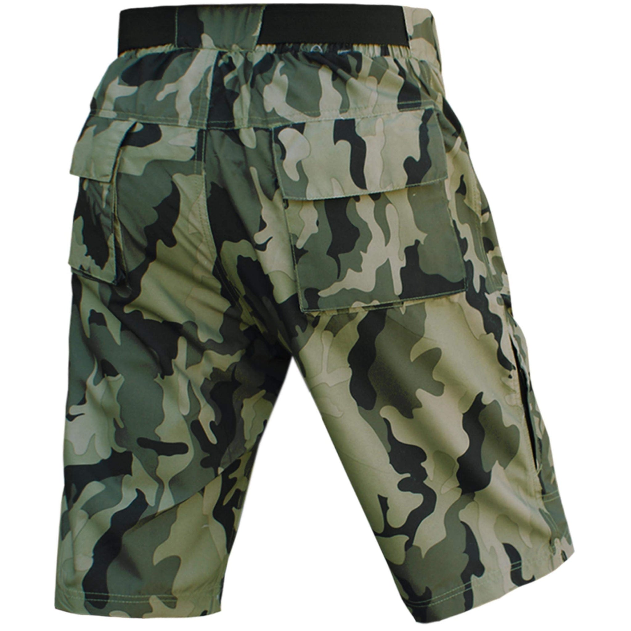 Brisk Bike Men's Camo MTB Shorts – Removable Padded Liner & Adjustable Belt | Lightweight Cycling Cargo Shorts for Trail & Mountain Riding