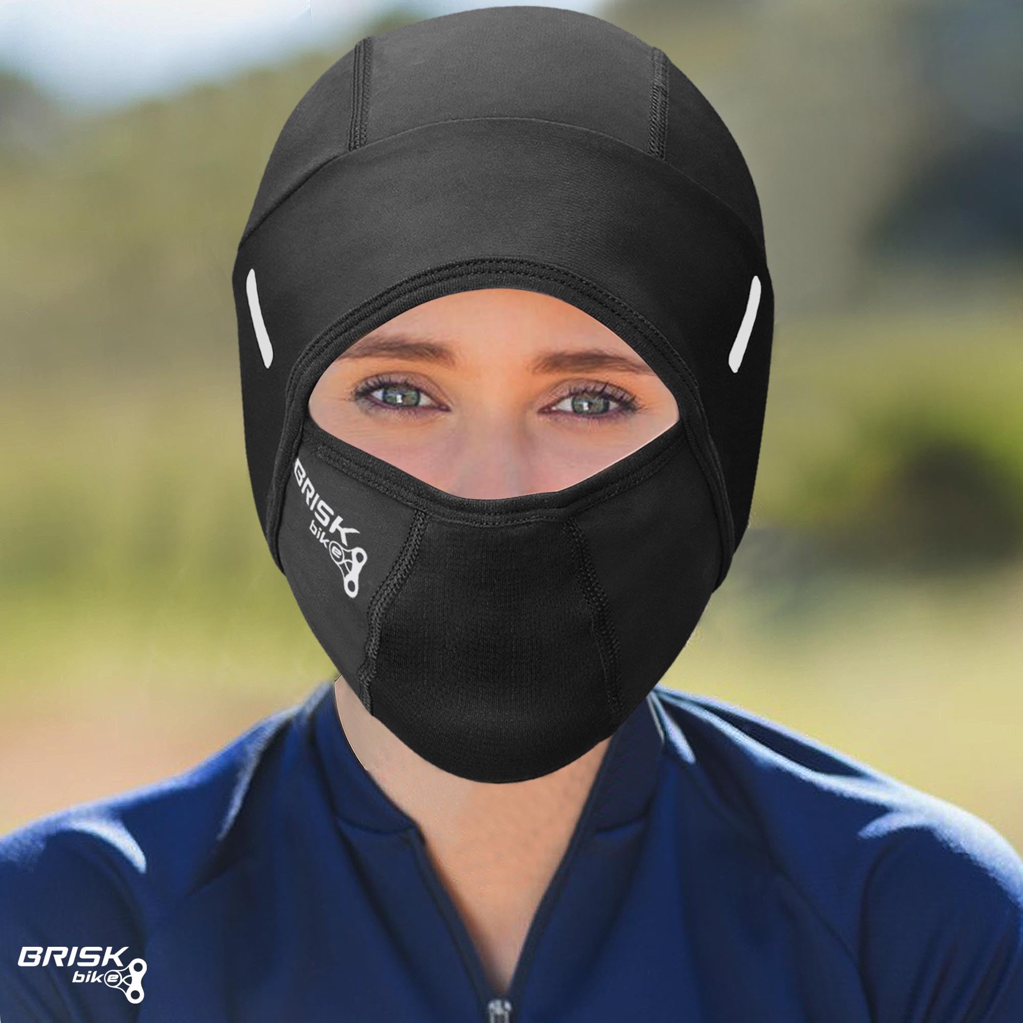 bike under helmet cap and mask Brisk Bike Thermal Skull Cap with Mesh Mask Under-Helmet Liner for Men & Women