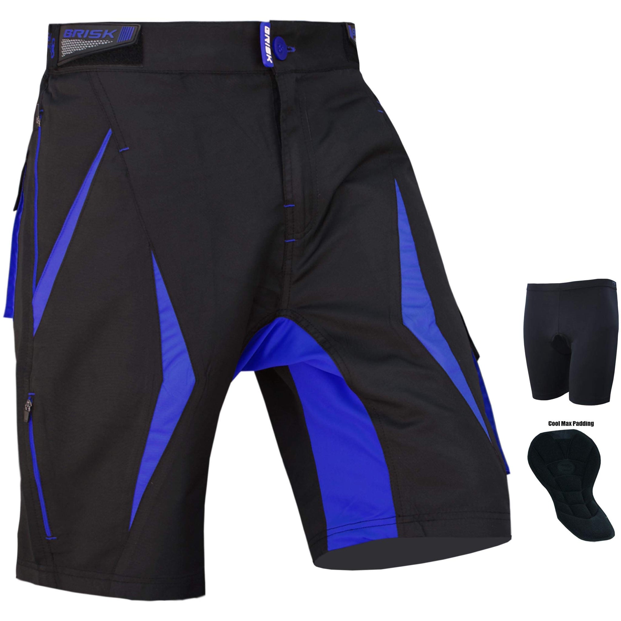 Brisk Bike Men’s MTB Cycling Shorts – Breathable, Lightweight Trail Shorts with Padded Liner & 7 Utility Pockets for Biking, Hiking & Outdoor Sports