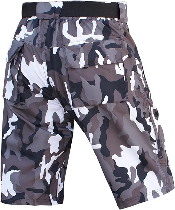 Brisk Bike MTB Cycling Shorts Downhill Off Road inner Shorts - Camo Green, Grey Camo, mens padded bike shorts, mens mountain bike cycling shorts, gel padded bike shorts, padded mtb liner shorts