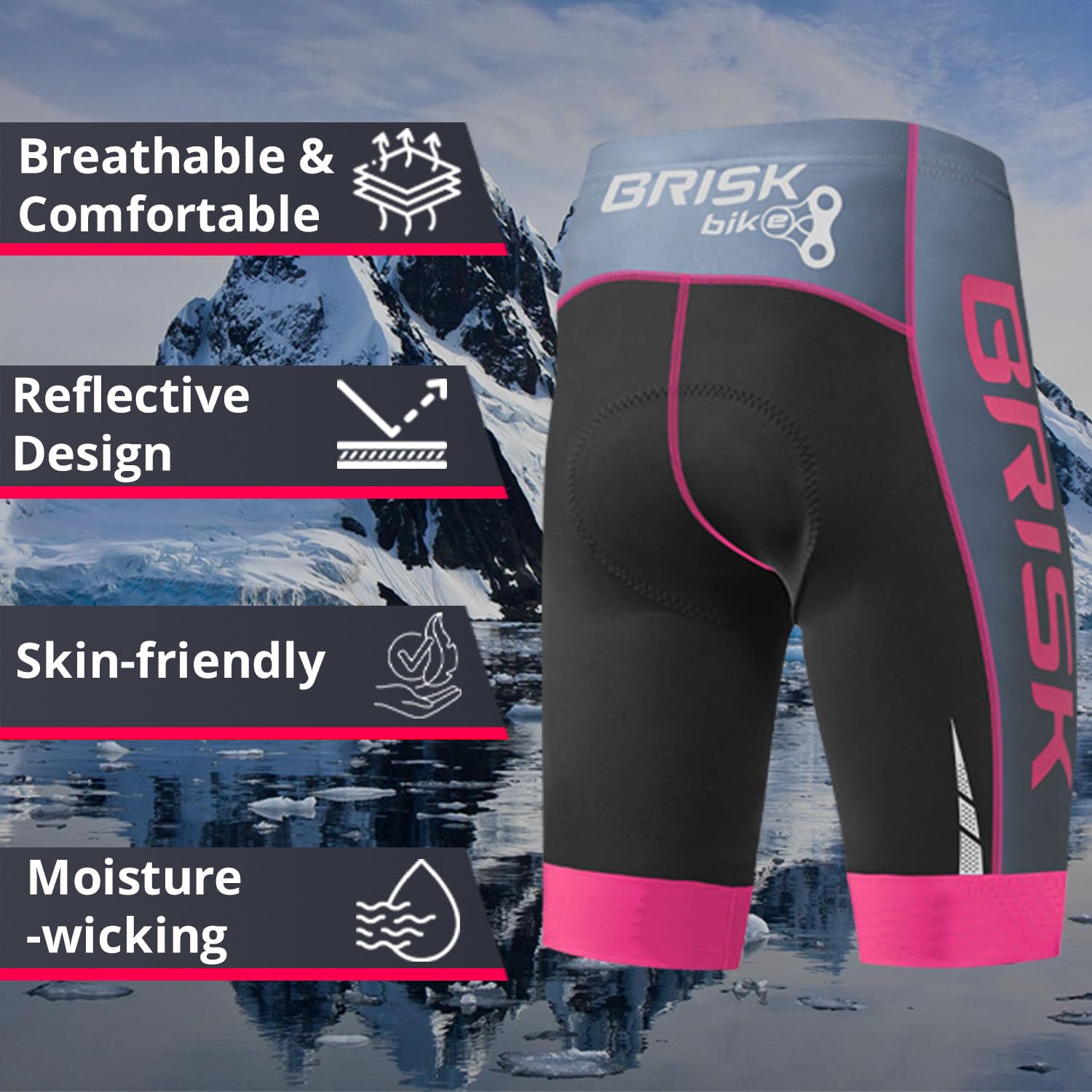 Brisk Bike Women's Cycling Shorts – Padded Compression Fit, Breathable & Moisture-Wicking Bike Shorts for Long Rides