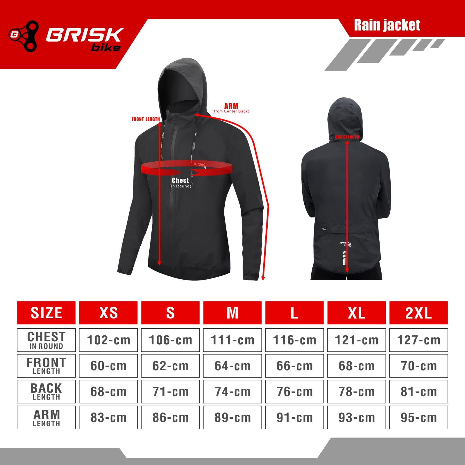 Brisk Bike Men’s Waterproof Rain Jacket – Lightweight Hooded Windbreaker for Cycling, Running & Outdoor Adventures