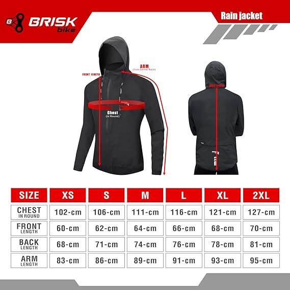 Brisk Bike Waterproof Jacket Mens and Women’s Rain Jacket Breathable & Ultra Lightweight Jacket, cycling rain jacket, waterproof mountain bike jacket, waterproof cycling hood, bicycle raincoat