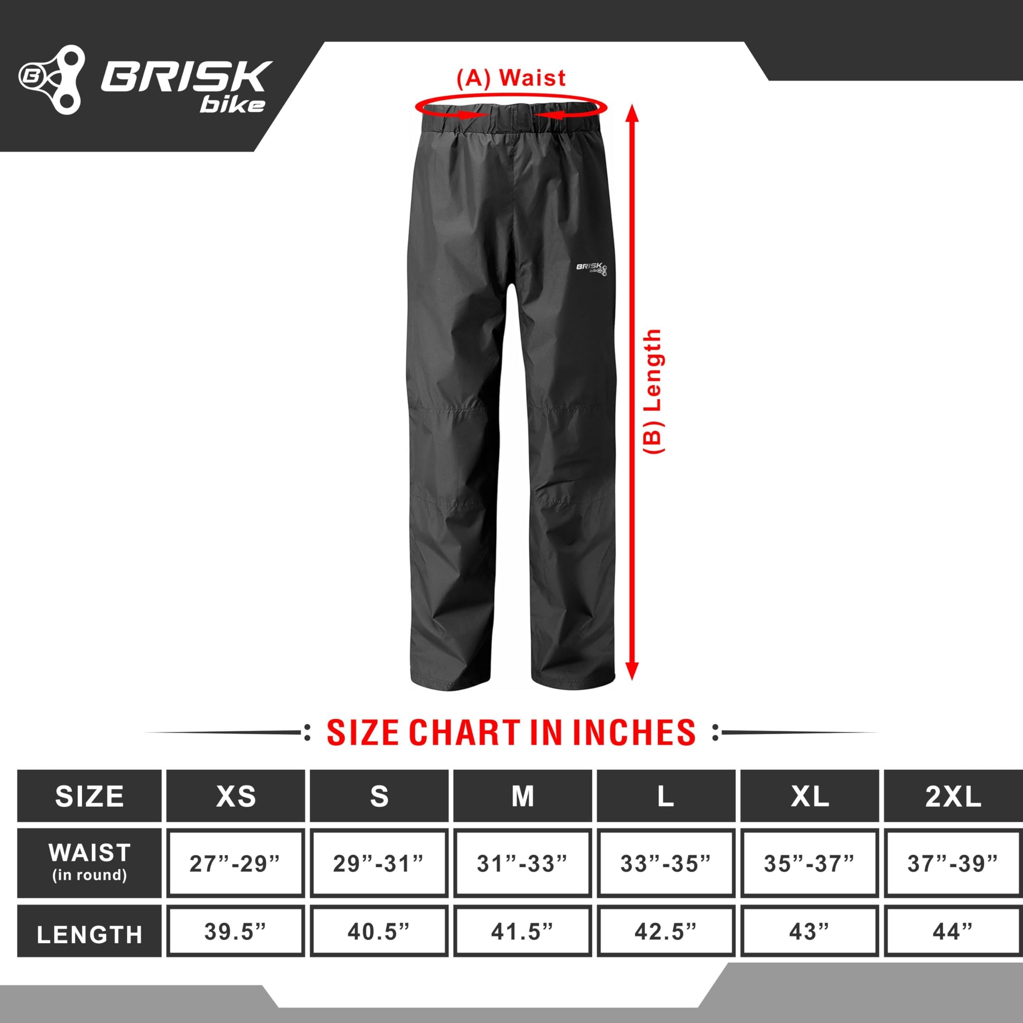 Brisk Bike Unisex Water-Resistant Cycling Trousers — Windproof Bike Pants with Breathable Mesh Lining, Zipper Pockets & Reflective Designs for Night Riding