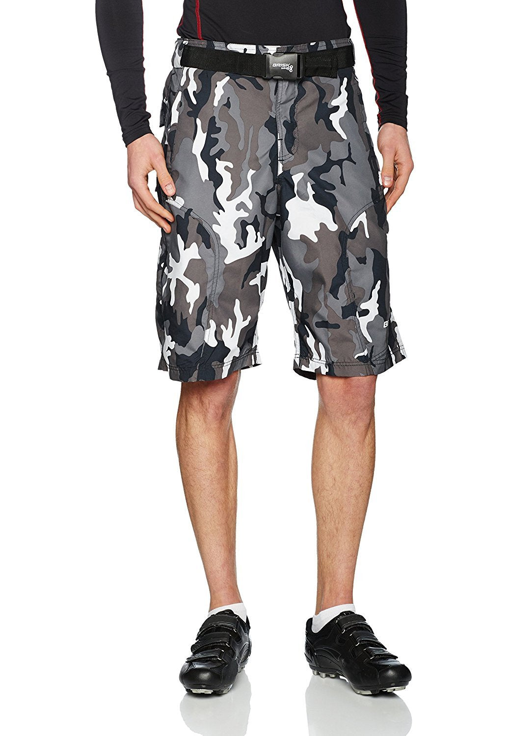 Brisk Bike Men's Camo MTB Shorts – Removable Padded Liner & Adjustable Belt | Lightweight Cycling Cargo Shorts for Trail & Mountain Riding