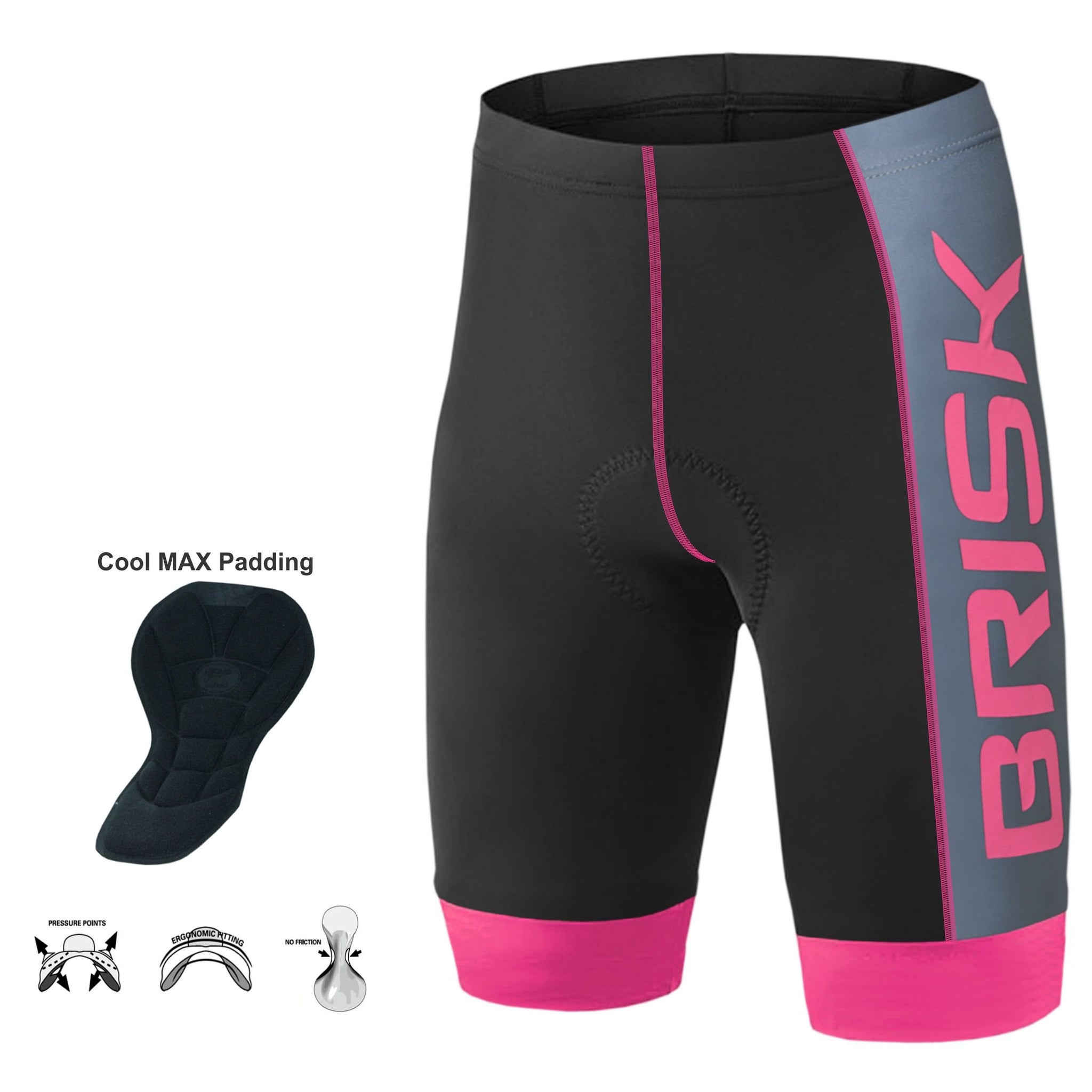 Brisk Bike Women's Cycling Shorts – Padded Compression Fit, Breathable & Moisture-Wicking Bike Shorts for Long Rides