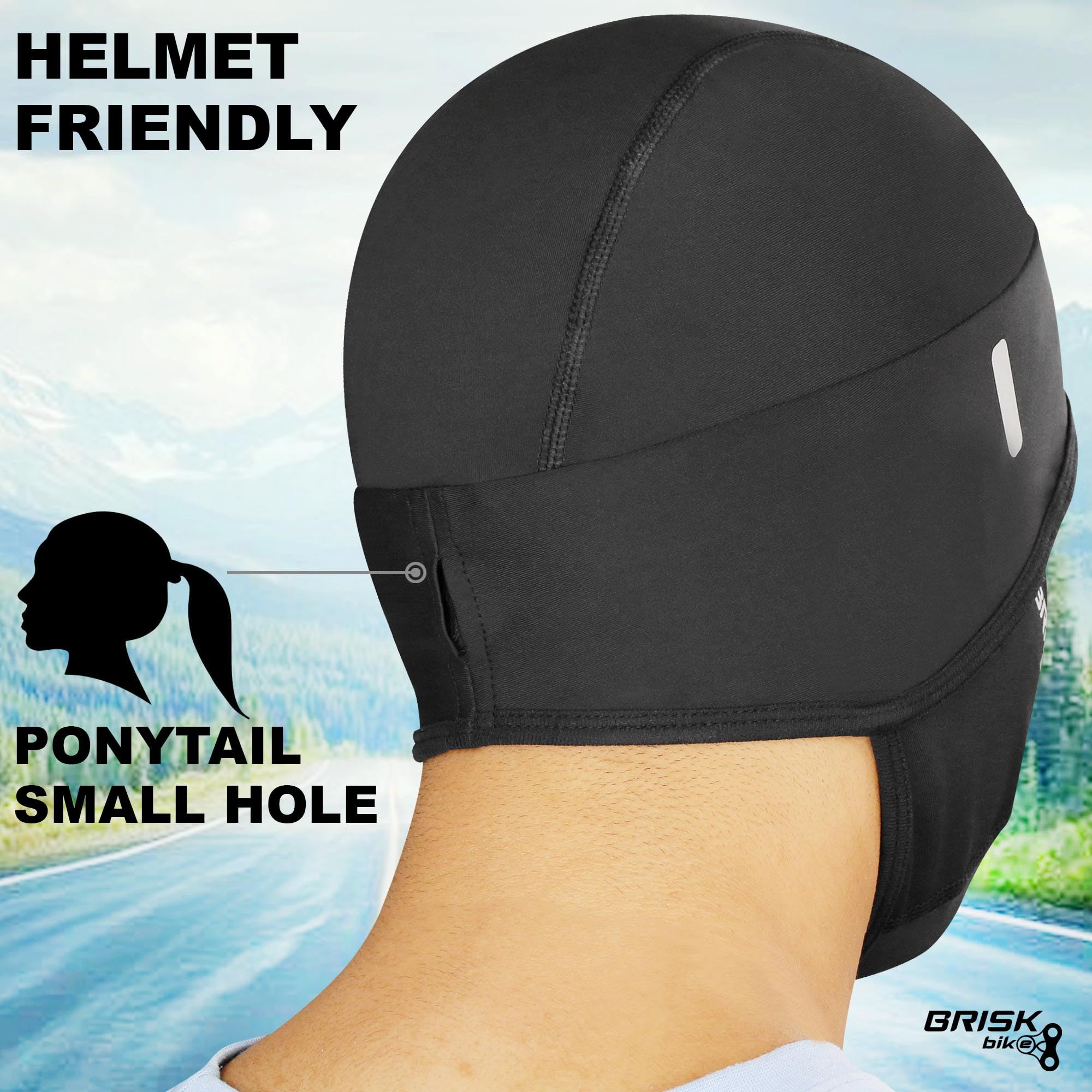 bike under helmet cap and mask Brisk Bike Thermal Skull Cap with Mesh Mask Under-Helmet Liner for Men & Women