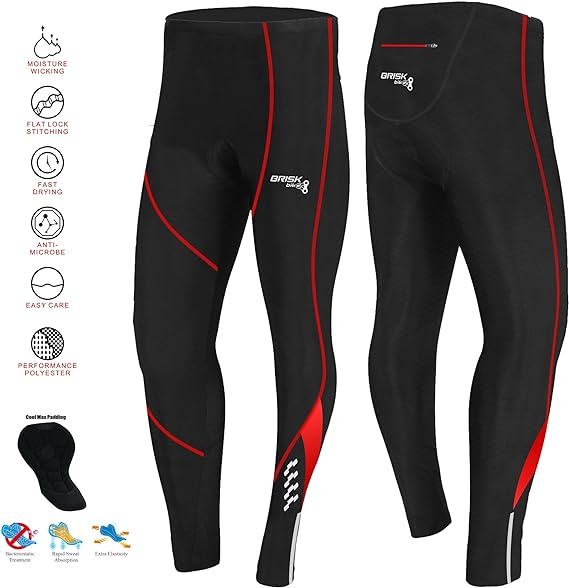 Brisk Bike Mens Cycling Tights Thermal Legging Bicyle Cycle Pant Trouser Coolmax Padded, bicycle trousers, trousers cycling, mtb trousers mens, mountain bike trousers mens